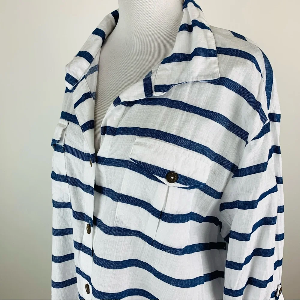 Dotti Striped Button Front Coverup 1X
